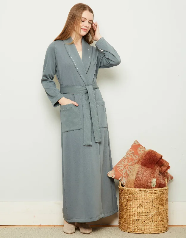 Men's thermal robes for cold - weather usePlush Lined Belted Wrap Robe with Trapunto Stitching Sage Men's thermal robes for cold - weather usePlush Lined Belted Wrap Robe with Trapunto Stitching Sage