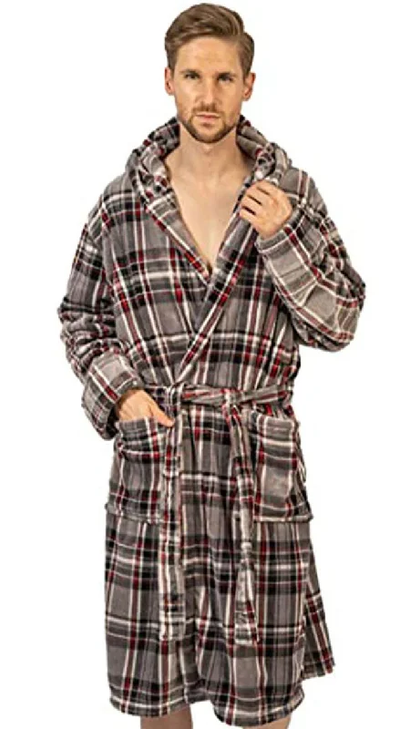 Men's long - length robes for maximum coverageRobe de chambre Wanted gris et rouge avec capuchon Men's long - length robes for maximum coverageRobe de chambre Wanted gris et rouge avec capuchon