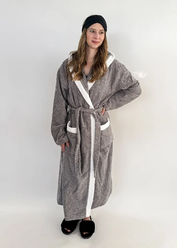 Men's robes with a hooded drawstring​Robe Hooded Unisex Terry