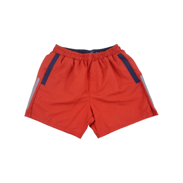 Men's Retro - Style Swim Shorts with Striped Patterns for a Nostalgic Beach VibeSolid Swim Trunks | Red Men's Retro - Style Swim Shorts with Striped Patterns for a Nostalgic Beach VibeSolid Swim Trunks | Red