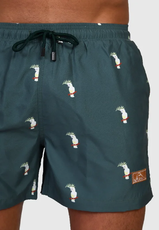 Men's Printed Floral Pattern Swim Shorts in Bright Colors for a Tropical Vacation LookCockatoo Men's Printed Floral Pattern Swim Shorts in Bright Colors for a Tropical Vacation LookCockatoo