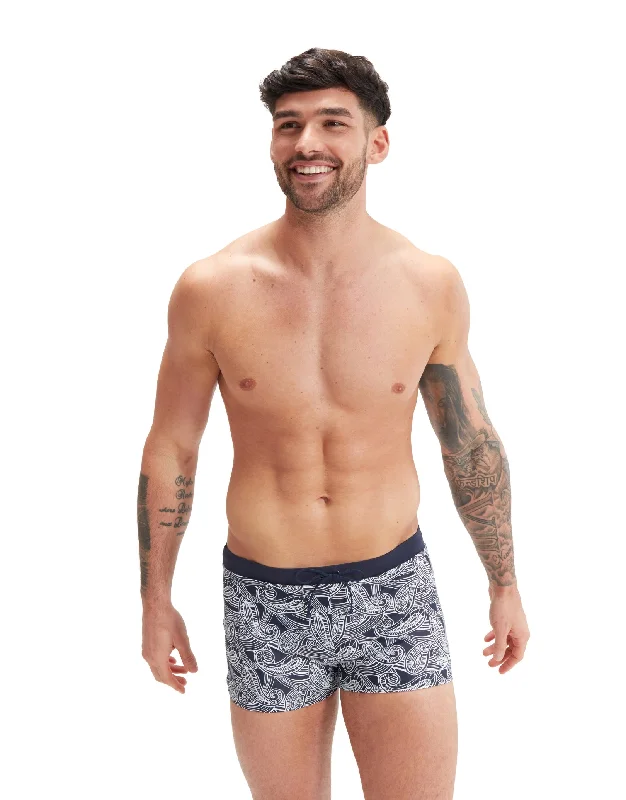 Men's Swim Shorts with Padded Seats for Added Comfort during Long Beach DaysValmilton Allover Aquashort - Navy/White Men's Swim Shorts with Padded Seats for Added Comfort during Long Beach DaysValmilton Allover Aquashort - Navy/White