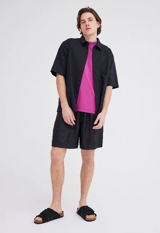 Men's Slim - Fit Printed Floral Casual Shirts in Pastel Colors for a Spring - Inspired VibeChristopher Cotton Linen Shirt - Black Men's Slim - Fit Printed Floral Casual Shirts in Pastel Colors for a Spring - Inspired VibeChristopher Cotton Linen Shirt - Black