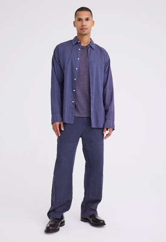 Men's Wrinkle - Resistant Polyester Blend Casual Shirts for Easy Travel and MaintenanceFolded Collar Cotton Shirt - Sly Blue Men's Wrinkle - Resistant Polyester Blend Casual Shirts for Easy Travel and MaintenanceFolded Collar Cotton Shirt - Sly Blue