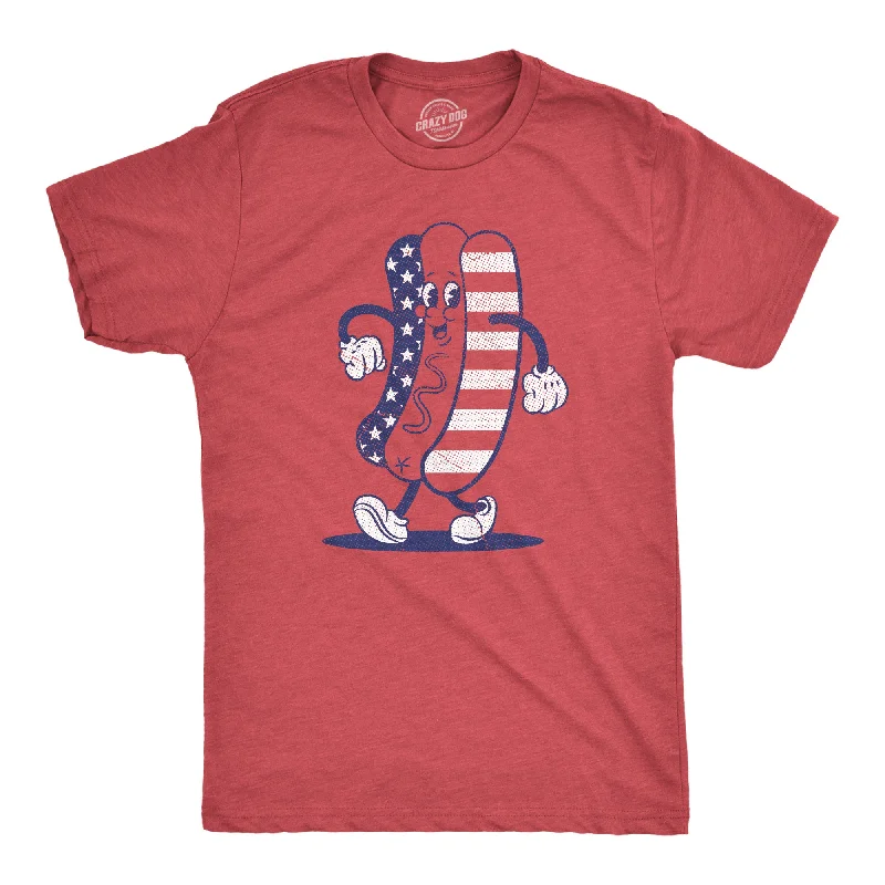 Men's short - sleeve linen t - shirts for summer beach outingsFourth Of July Hotdog Men's T Shirt Men's short - sleeve linen t - shirts for summer beach outingsFourth Of July Hotdog Men's T Shirt
