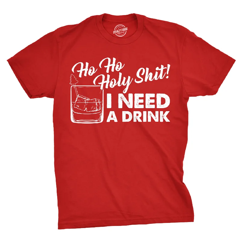 Men's tie - dye t - shirts with a bohemian styleHo Ho Holy Shit I Need A Drink Men's T Shirt Men's tie - dye t - shirts with a bohemian styleHo Ho Holy Shit I Need A Drink Men's T Shirt