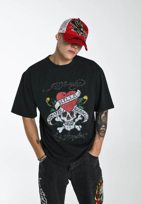 Men's tie - dye t - shirts with a bohemian styleMens Love-Kills-Slowly T-Shirt - Black Men's tie - dye t - shirts with a bohemian styleMens Love-Kills-Slowly T-Shirt - Black