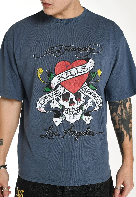 Men's moisture - wicking athletic t - shirts for intense workoutsMens Love-Kills-Slowly T-Shirt - Indigo Men's moisture - wicking athletic t - shirts for intense workoutsMens Love-Kills-Slowly T-Shirt - Indigo