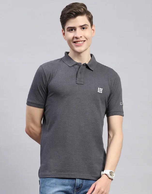 Men's Graphic - Printed Casual Shirts with Pop - Culture References for a Fun and Stylish LookMen's color - block polo shirts with a bold fashion statementMen Charcoal Solid Polo Collar Half Sleeve T-Shirt Men's Graphic - Printed Casual Shirts with Pop - Culture References for a Fun and Stylish LookMen's color - block polo shirts with a bold fashion statementMen Charcoal Solid Polo Collar Half Sleeve T-Shirt