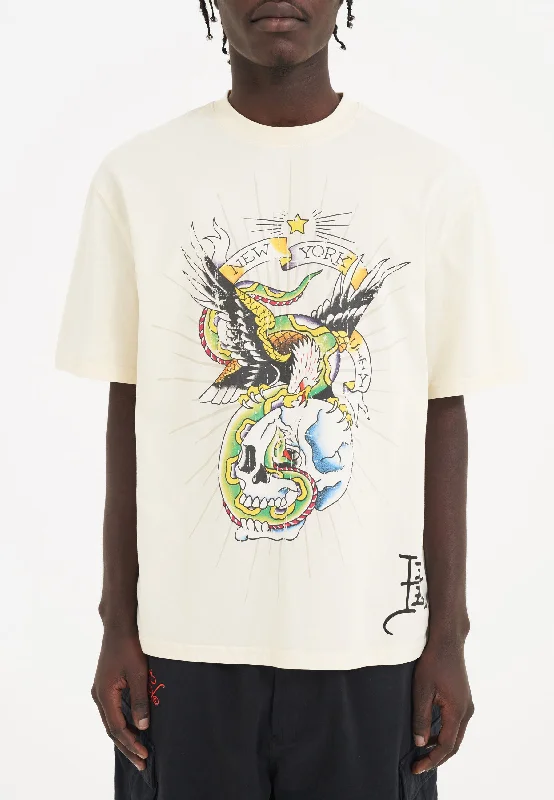 Men's ribbed t - shirts with a textured finish for added styleMens Eagle & Snake Battle Tshirt - Beige Men's ribbed t - shirts with a textured finish for added styleMens Eagle & Snake Battle Tshirt - Beige