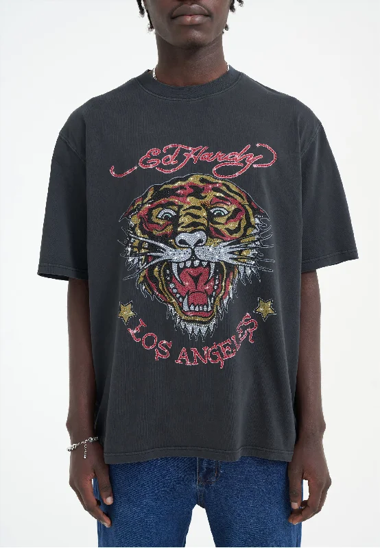 Men's lightweight performance t - shirts for running marathonsMens La Tiger Vintage Diamante Tshirt - Black Men's lightweight performance t - shirts for running marathonsMens La Tiger Vintage Diamante Tshirt - Black
