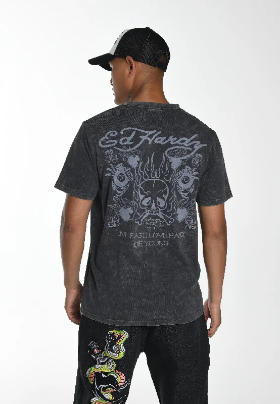 Men's polo t - shirts with a contrast collar for a preppy lookMens Mono-Flash-Logo T-Shirt - Charcoal Men's polo t - shirts with a contrast collar for a preppy lookMens Mono-Flash-Logo T-Shirt - Charcoal