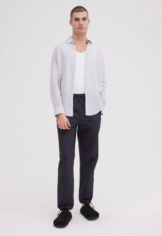 Men's Thermal - Lined Casual Shirts in Black for Added Warmth in Cold WeatherPeck Linen Shirt - Nimbus Grey Men's Thermal - Lined Casual Shirts in Black for Added Warmth in Cold WeatherPeck Linen Shirt - Nimbus Grey