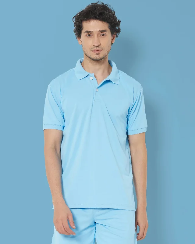 Men's Sustainable Recycled Material Casual Shirts for Eco - Conscious ConsumersMen's high - collar polo shirts with a modern twistActive Polo : Pearl Blue Men's Sustainable Recycled Material Casual Shirts for Eco - Conscious ConsumersMen's high - collar polo shirts with a modern twistActive Polo : Pearl Blue