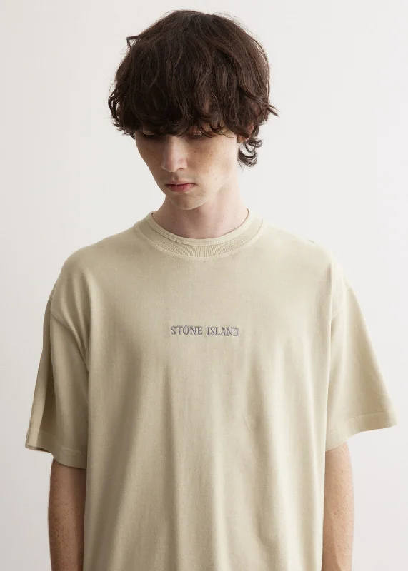Men's short - sleeve linen t - shirts for summer beach outingsTape Applique T-Shirt