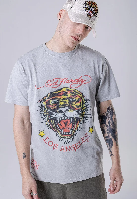 Men's antimicrobial t - shirts for odor - free freshness during travelMens Tiger-Vintage Roar T-Shirt - Grey Men's antimicrobial t - shirts for odor - free freshness during travelMens Tiger-Vintage Roar T-Shirt - Grey
