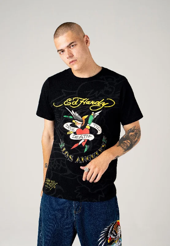 Men's tie - dye t - shirts with a bohemian styleMens True-Till-La T-Shirt - Black
