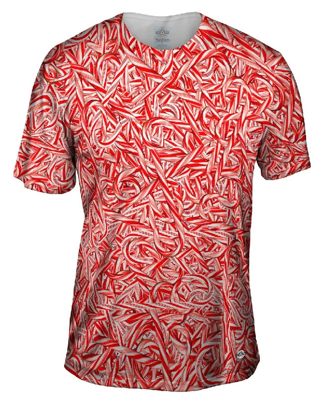 Men's button - front t - shirts with a unique artistic printAll You Can Eat Candy Canes Men's button - front t - shirts with a unique artistic printAll You Can Eat Candy Canes