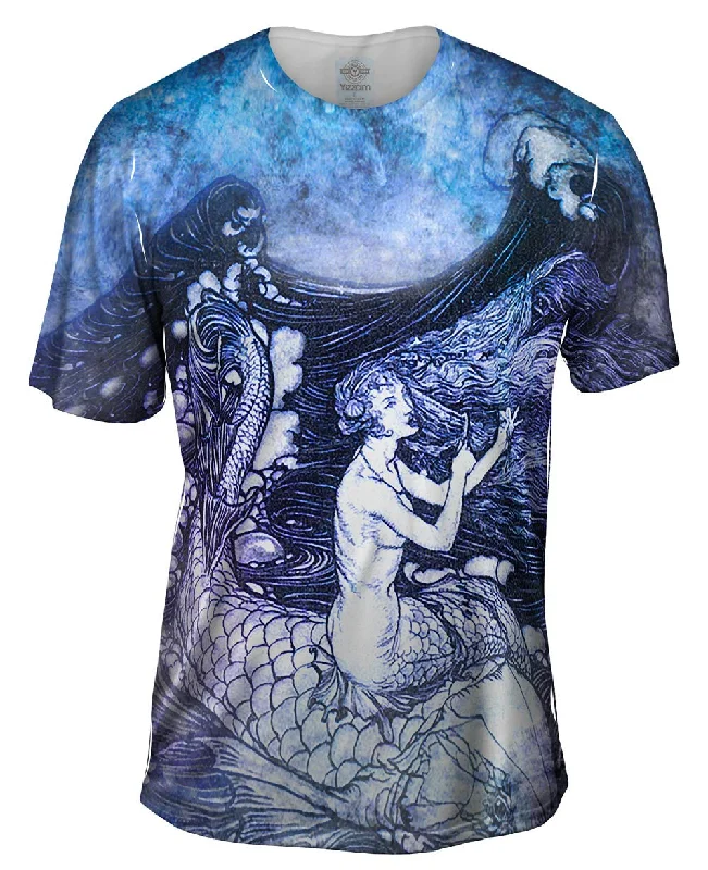 Men's polo t - shirts with a contrast collar for a preppy lookArthur Rackham - "Mermaid Gold Emblems " Men's polo t - shirts with a contrast collar for a preppy lookArthur Rackham - "Mermaid Gold Emblems "