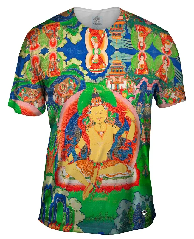 Men's ribbed t - shirts with a textured finish for added style"Bhutanese Thanka Of Guru Nyima Ozer" Men's ribbed t - shirts with a textured finish for added style"Bhutanese Thanka Of Guru Nyima Ozer"