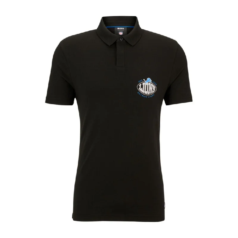 Men's polo t - shirts with a contrast collar for a preppy lookBOSS x NFL cotton-piqu polo shirt with collaborative branding Men's polo t - shirts with a contrast collar for a preppy lookBOSS x NFL cotton-piqu polo shirt with collaborative branding