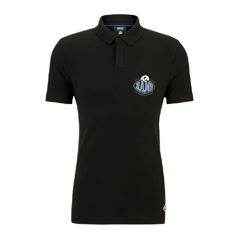 Men's polo t - shirts with a contrast collar for a preppy lookBOSS x NFL cotton-piqu polo shirt with collaborative branding Men's polo t - shirts with a contrast collar for a preppy lookBOSS x NFL cotton-piqu polo shirt with collaborative branding