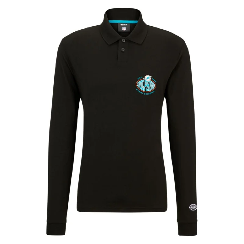 Men's slim - fit graphic t - shirts with vintage rock band printsBOSS x NFL long-sleeved polo shirt with collaborative branding Men's slim - fit graphic t - shirts with vintage rock band printsBOSS x NFL long-sleeved polo shirt with collaborative branding