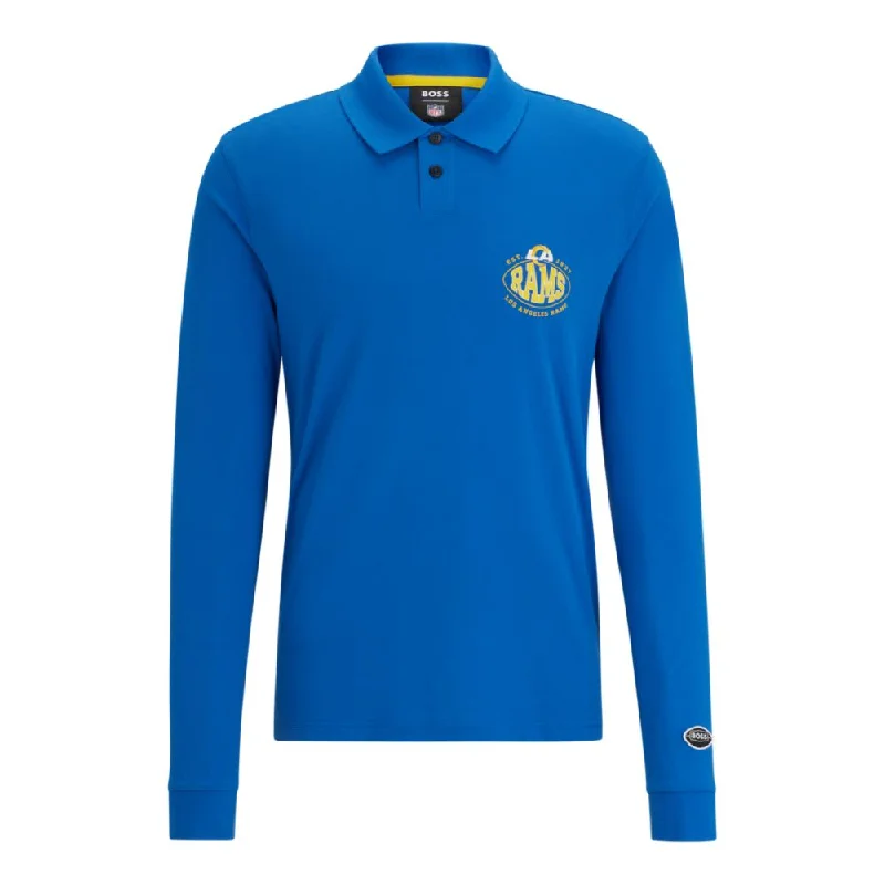 Men's lightweight performance t - shirts for running marathonsBOSS x NFL long-sleeved polo shirt with collaborative branding Men's lightweight performance t - shirts for running marathonsBOSS x NFL long-sleeved polo shirt with collaborative branding