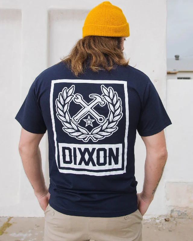 Men's thermal t - shirts with a high - neck design for cold weatherBox Crest T-Shirt - Navy & White Men's thermal t - shirts with a high - neck design for cold weatherBox Crest T-Shirt - Navy & White