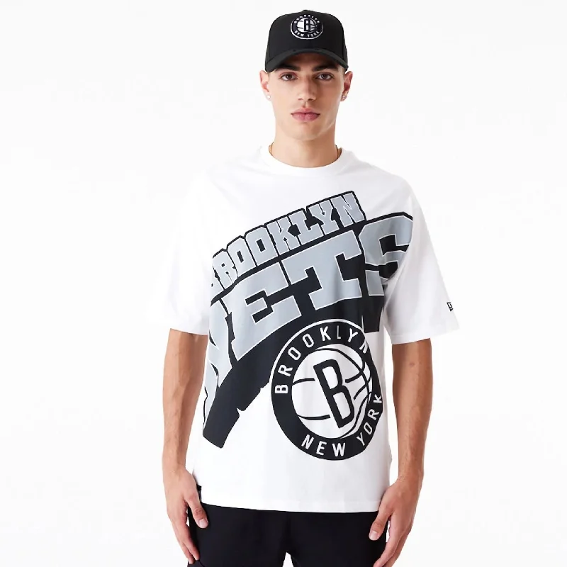 Men's moisture - wicking athletic t - shirts for intense workoutsBrooklyn Nets NBA Large Wordmark White Oversized T-Shirt Men's moisture - wicking athletic t - shirts for intense workoutsBrooklyn Nets NBA Large Wordmark White Oversized T-Shirt