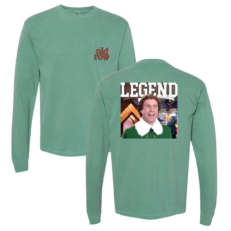 Men's distressed denim - look t - shirts with a rugged appealBuddy The Elf Long Sleeve Pocket Tee Men's distressed denim - look t - shirts with a rugged appealBuddy The Elf Long Sleeve Pocket Tee