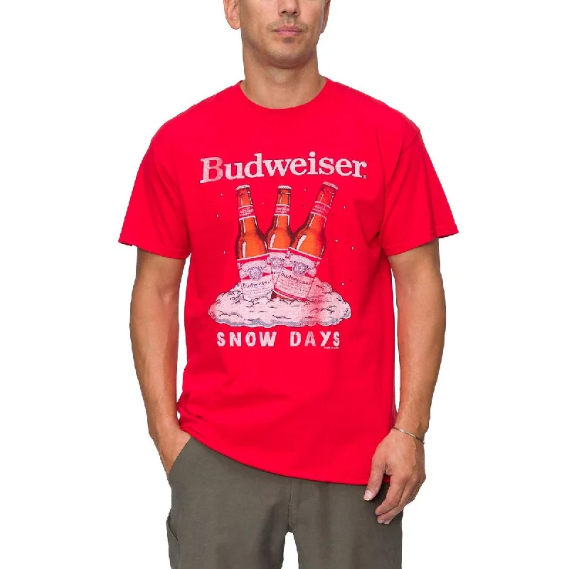 Men's long - sleeve henley t - shirts with button - down placketsBudweiser Mens Cotton Crewneck Graphic T-Shirt Men's long - sleeve henley t - shirts with button - down placketsBudweiser Mens Cotton Crewneck Graphic T-Shirt