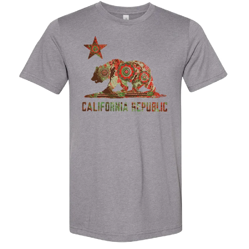 Men's polo t - shirts with a contrast collar for a preppy lookCalifornia Chumash Mandala Bear Asst Colors Sueded Tee