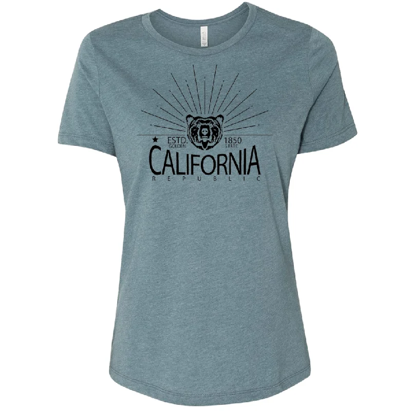 Men's printed Hawaiian t - shirts for tropical vacationsCalifornia Golden State Black Print Women's Relaxed Jersey Tee