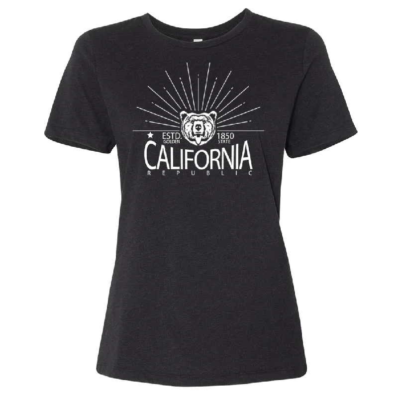 Men's smart - casual checkered t - shirts for semi - formal occasionsCalifornia Golden State White Print Women's Relaxed Jersey Tee Men's smart - casual checkered t - shirts for semi - formal occasionsCalifornia Golden State White Print Women's Relaxed Jersey Tee