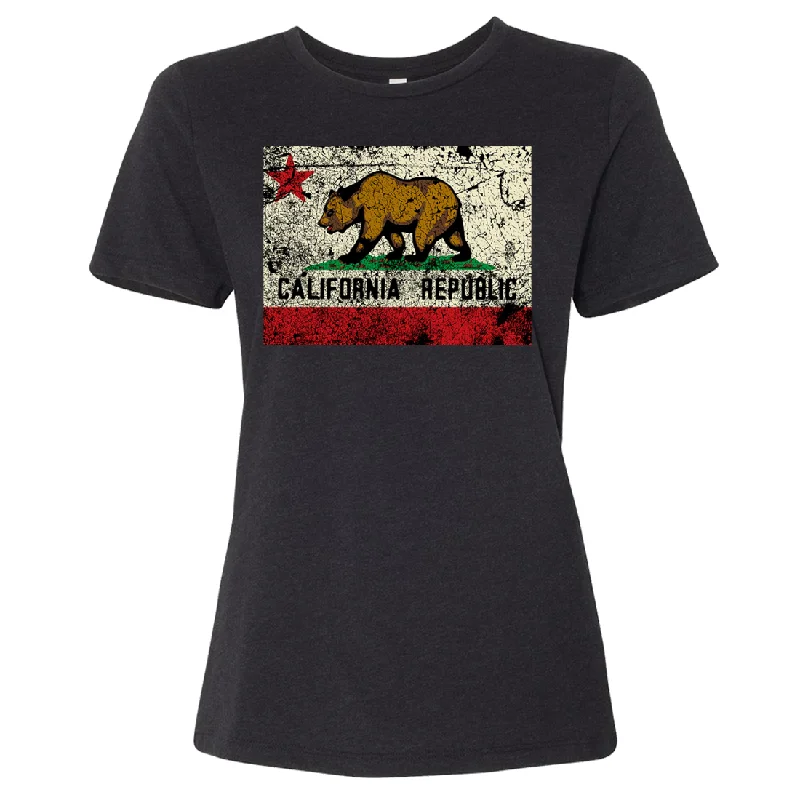 Men's thermal t - shirts with a high - neck design for cold weatherCalifornia State Flag Distressed Women's Relaxed Jersey Tee Men's thermal t - shirts with a high - neck design for cold weatherCalifornia State Flag Distressed Women's Relaxed Jersey Tee