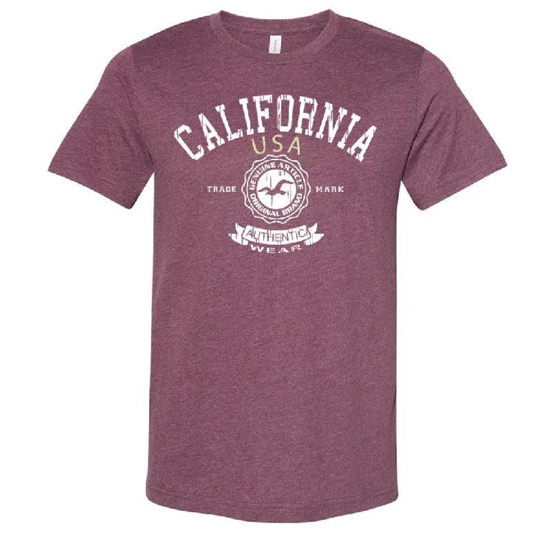 Men's slim - fit graphic t - shirts with vintage rock band printsCalifornia Vintage Genuine Article Asst Colors Sueded Tee Men's slim - fit graphic t - shirts with vintage rock band printsCalifornia Vintage Genuine Article Asst Colors Sueded Tee