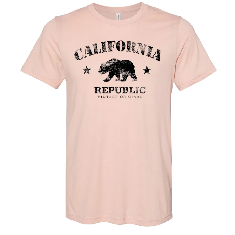 Men's short - sleeve linen t - shirts for summer beach outingsCalifornia Vintage Original Asst Colors Sueded Tee Men's short - sleeve linen t - shirts for summer beach outingsCalifornia Vintage Original Asst Colors Sueded Tee