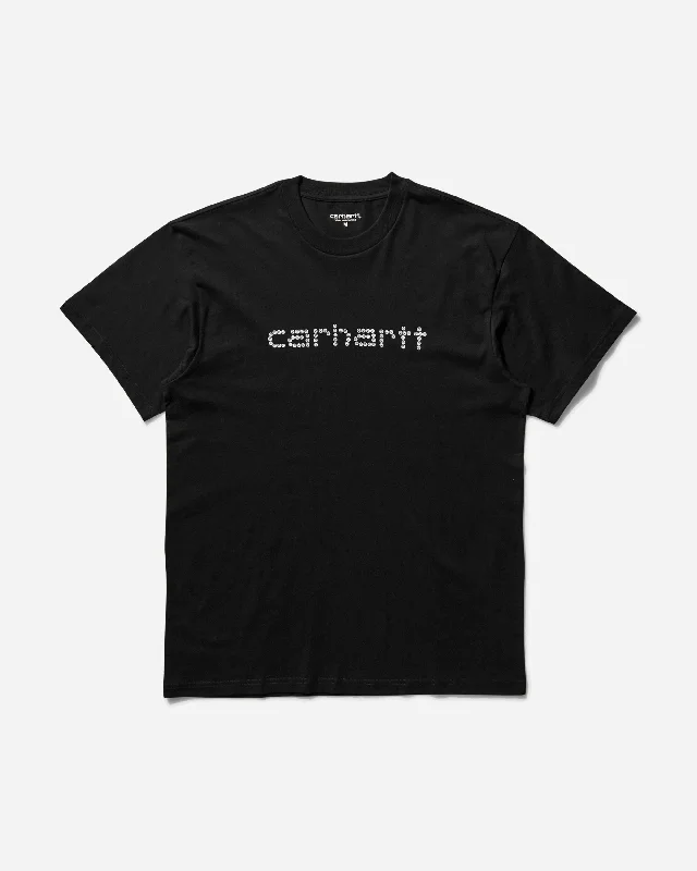 Men's short - sleeve linen t - shirts for summer beach outingsMen's Rivet Script T-Shirt Black Men's short - sleeve linen t - shirts for summer beach outingsMen's Rivet Script T-Shirt Black