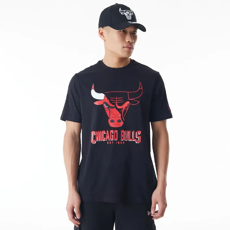 Men's smart - casual checkered t - shirts for semi - formal occasionsChicago Bulls NBA Logo Graphic Black T-Shirt Men's smart - casual checkered t - shirts for semi - formal occasionsChicago Bulls NBA Logo Graphic Black T-Shirt