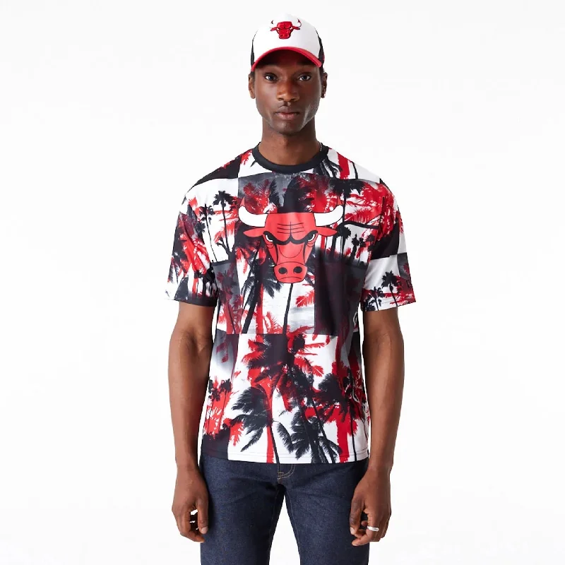 Men's eco - friendly recycled t - shirts for sustainable fashion choicesChicago Bulls NBA Palm Tree Mesh Red T-Shirt