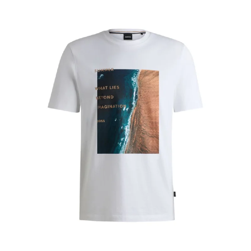 Men's short - sleeve linen t - shirts for summer beach outingsCotton-jersey regular-fit T-shirt with seasonal artwork Men's short - sleeve linen t - shirts for summer beach outingsCotton-jersey regular-fit T-shirt with seasonal artwork