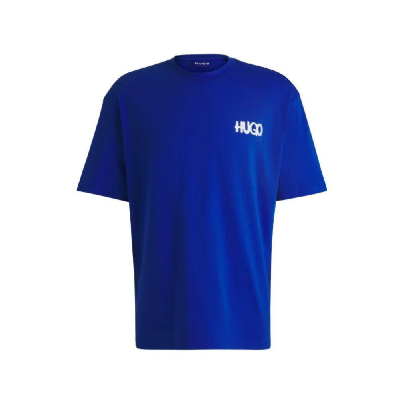 Men's v - neck muscle t - shirts for a body - building aestheticCotton-jersey T-shirt with Happy HUGO logo Men's v - neck muscle t - shirts for a body - building aestheticCotton-jersey T-shirt with Happy HUGO logo