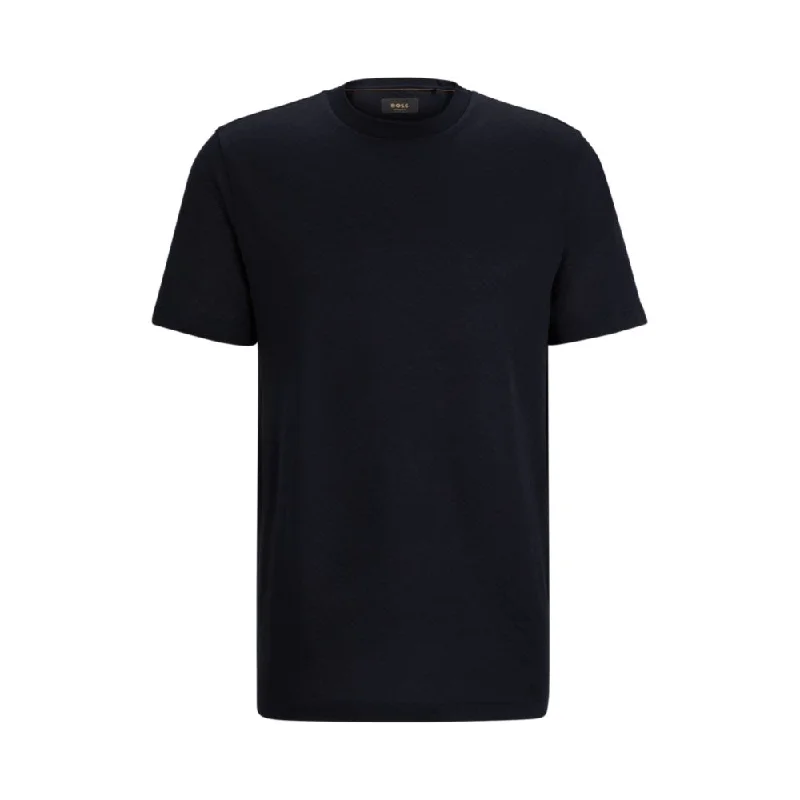 Men's short - sleeve linen t - shirts for summer beach outingsCotton-silk regular-fit T-shirt with geometric pattern Men's short - sleeve linen t - shirts for summer beach outingsCotton-silk regular-fit T-shirt with geometric pattern