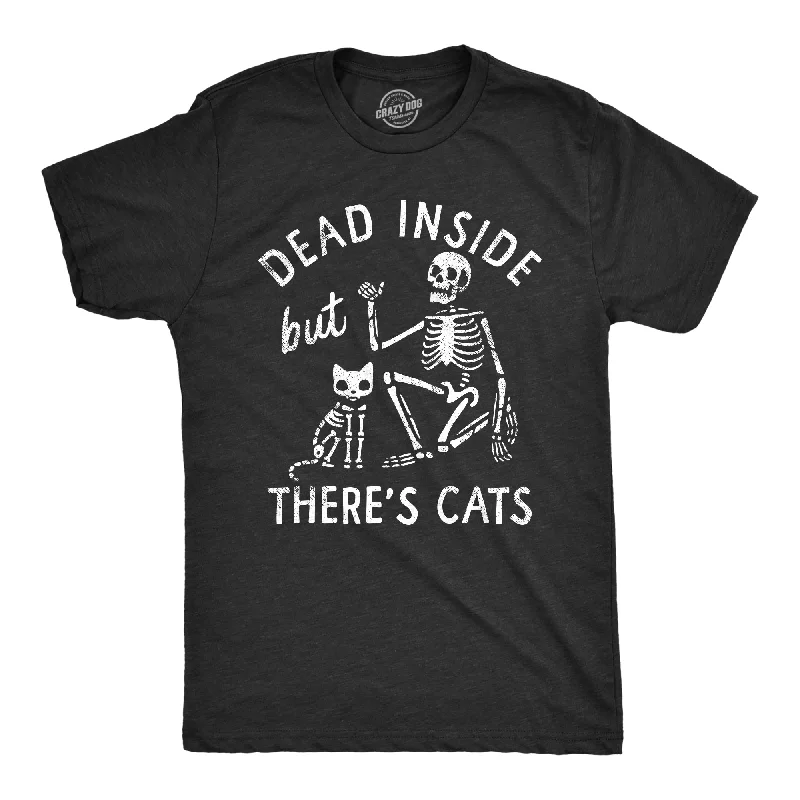 Men's tie - dye t - shirts with a bohemian styleDead Inside But Theres Cats Men's T Shirt Men's tie - dye t - shirts with a bohemian styleDead Inside But Theres Cats Men's T Shirt