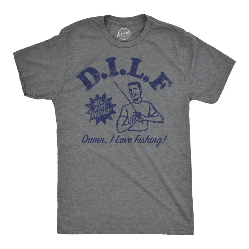 Men's distressed denim - look t - shirts with a rugged appealDILF Damn I Love Fishing Men's T Shirt Men's distressed denim - look t - shirts with a rugged appealDILF Damn I Love Fishing Men's T Shirt