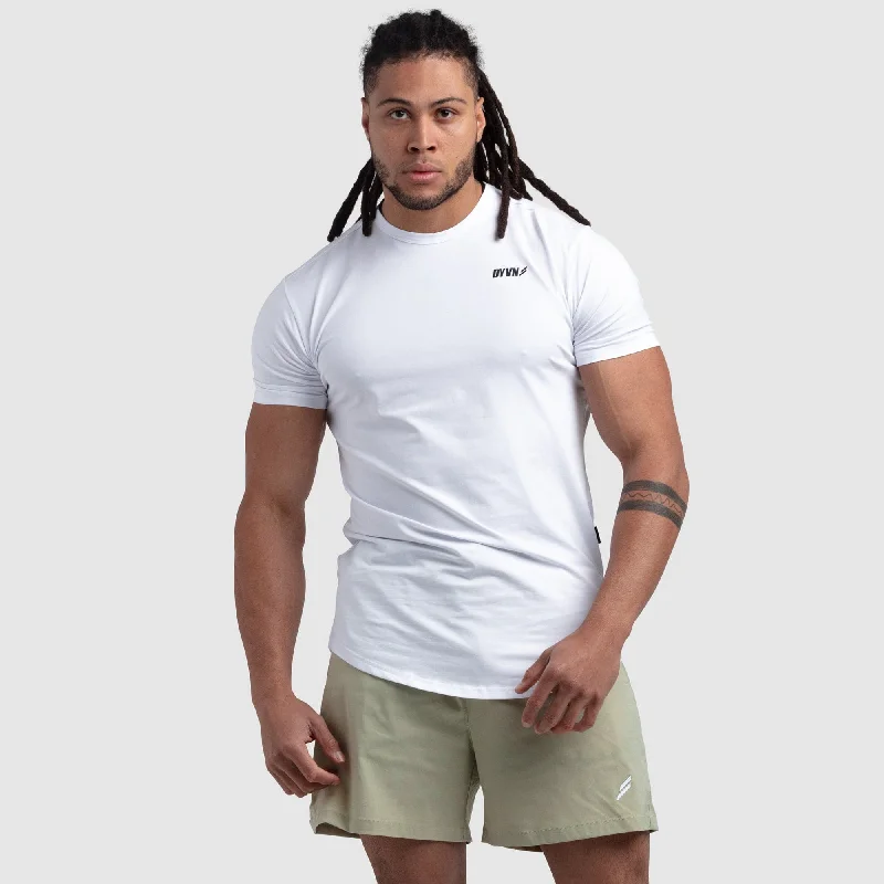 Men's mock - neck t - shirts with a modern and sleek styleDYVN Drop Tee 'Minimal' - White Men's mock - neck t - shirts with a modern and sleek styleDYVN Drop Tee 'Minimal' - White