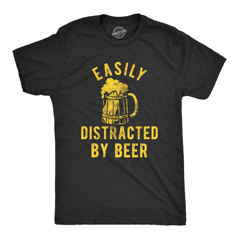Men's ribbed t - shirts with a textured finish for added styleEasily Distracted By Beer Men's T Shirt Men's ribbed t - shirts with a textured finish for added styleEasily Distracted By Beer Men's T Shirt