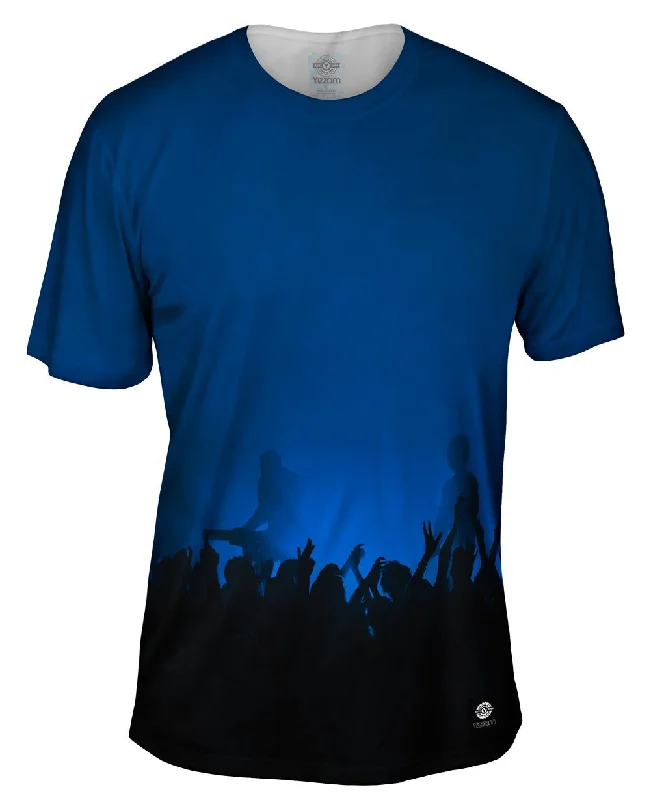 Men's slim - fit graphic t - shirts with vintage rock band printsEdm Music Makes The Crowd Blue Men's slim - fit graphic t - shirts with vintage rock band printsEdm Music Makes The Crowd Blue