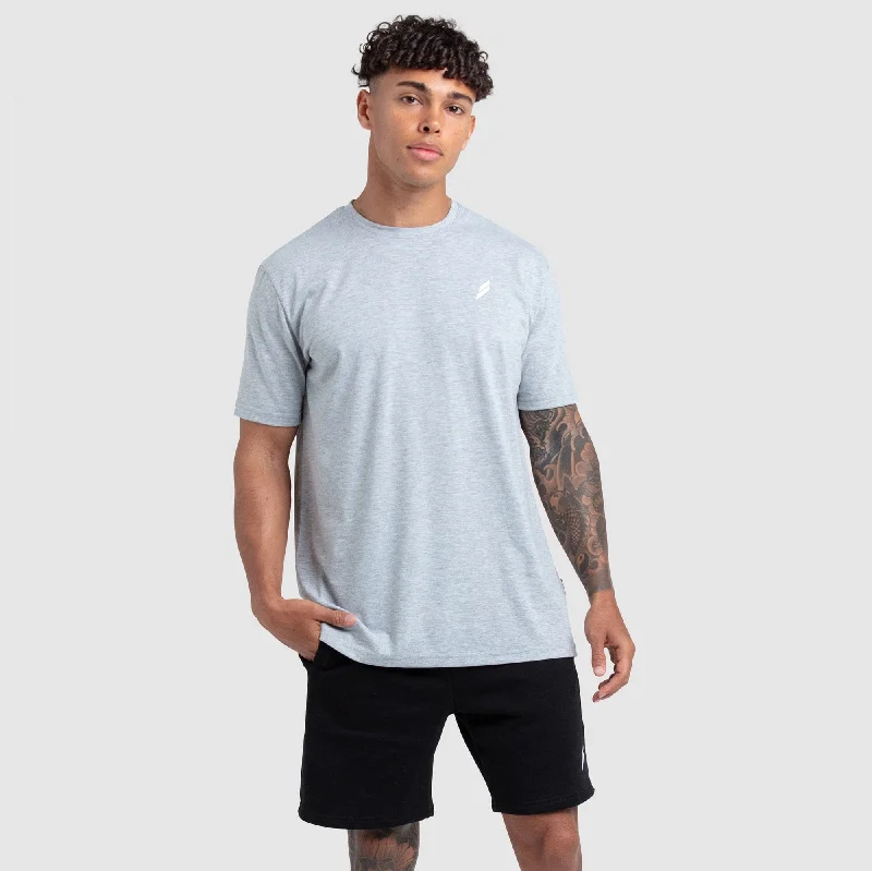 Men's button - front t - shirts with a unique artistic printEssential Regular Fit Tee - Grey Marl Men's button - front t - shirts with a unique artistic printEssential Regular Fit Tee - Grey Marl